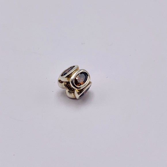EUC RARE Pandora 790311BCZ Sterling Silver Brown Zirconia Oval Lights Charm - Picture 3 of 9